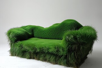 sofa made of golf course, surrealism, creative furniture design. - obrazy, fototapety, plakaty