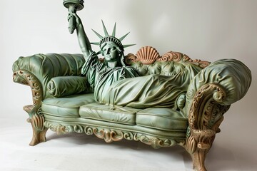 sofa made of Statue of liberty , surrealism, creative furniture design - obrazy, fototapety, plakaty