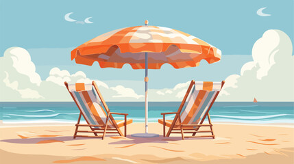 Chaise lounges umbrellas at luxury sand beach sea r