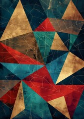 blue red gold geometric elegant and modern artwork featuring abstract