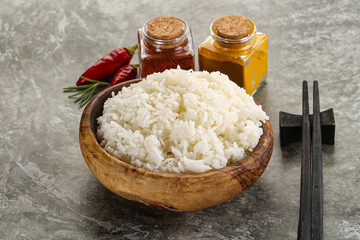 Steamed Basmati rice in the bowl