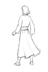 Pencil drawing. Man in ancient dress