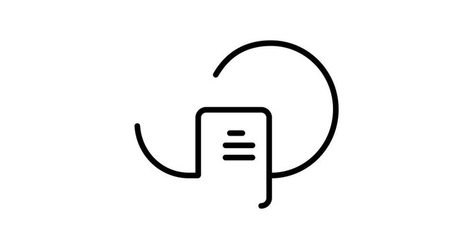 Cloud document animated outline icon on white background. Cloud computing 4k motion design animation for web, mobile and ui design