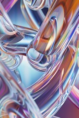 Abstract geometric acidic background with glass spiral tubes, flow clear fluid with dispersion and refraction effect, crystal composition of flexible twisted pipes, modern 3d wallpaper, design
