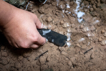 Ancient stone axe, a human tool