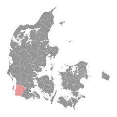 Tonder Municipality map, administrative division of Denmark. Vector illustration.