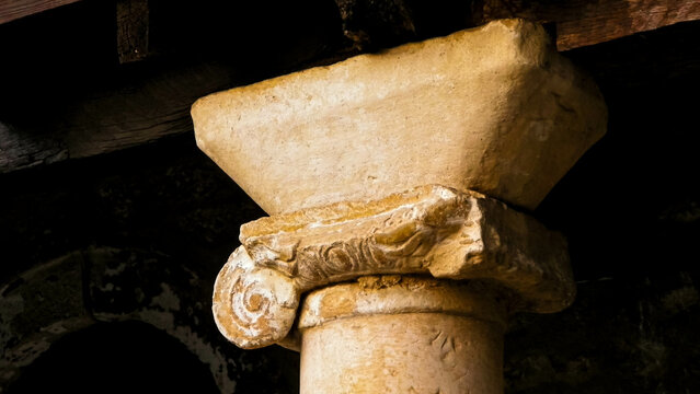 Ancient lonic column. Ochrid City, Macedonia.