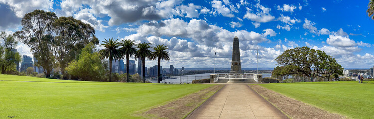 Perth, Western Australia. Panoramic view of State War Memorial and Kings Park