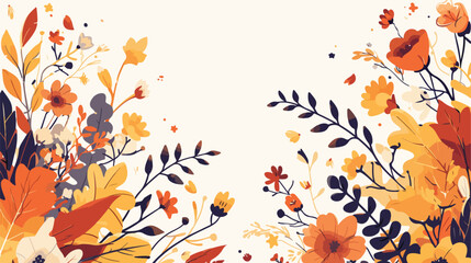 Gorgeous floral backdrop with border of blooming au