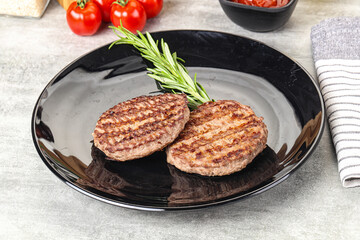 Grilled two beef burger cutlet