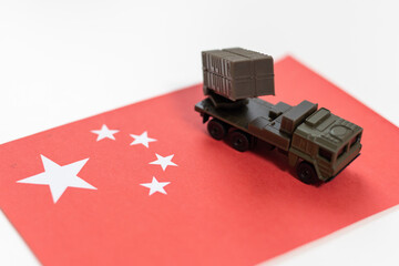 Naklejka premium military equipment as tank with flag of China on white background. Countries' military forces topic.