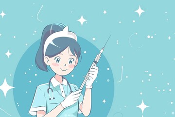 Nurse with syringe, illustration style