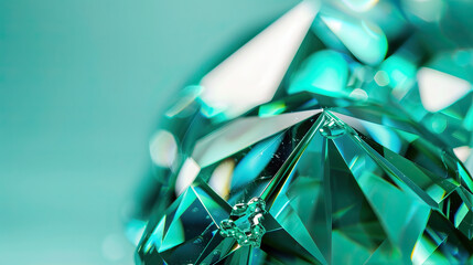 Macro photography, prime lens, close-up shot, emerald precious stone, isolated against background. Bright, studio lighting, bokeh