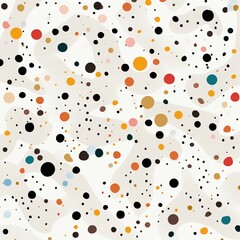 Confetti of shapes, varied palette, flat design, nonstop, white field ,  repeating pattern