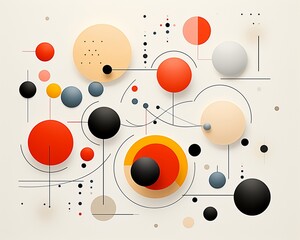 Discs and loops, endless pattern, clean lines, flat illustration, white ground ,  flat graphic drawing