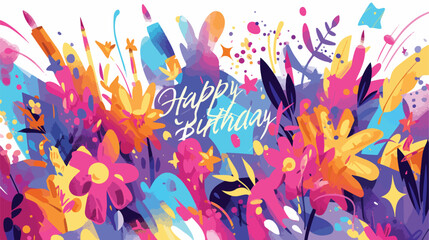 Fototapeta na wymiar Greeting card template with Happy Birthday wish and