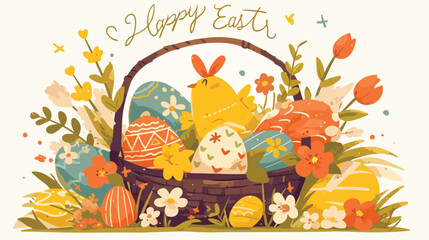 Greeting card template with Happy Easter wish handw