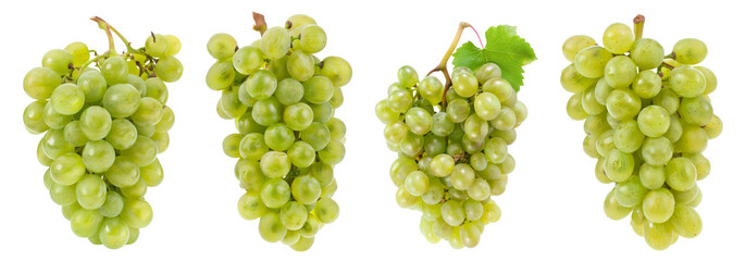Fresh green grapes isolated, PNG set