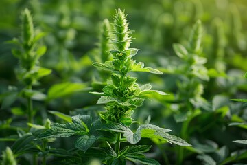 A close up of a green plant with leaves on