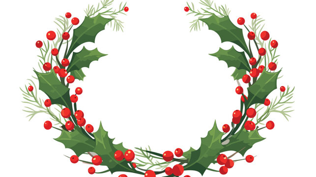Christmas wreath circle framed decoration. Xmas fes