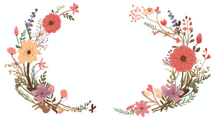 Circular frame or wreath decorated with blooming wi