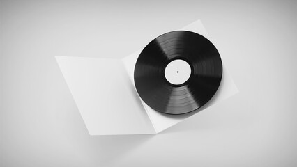 White Vinyl Record Mockup, Blank record album with CD/DVD/Bluray Disk 3d rendering isolated on light background	