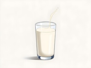 Fresh Milk in a Clear Glass on a White Surface