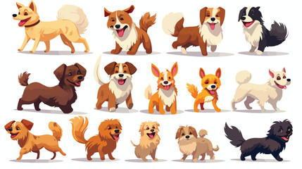 Collection of adorable dogs of different breeds pla