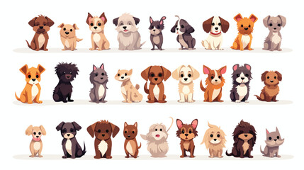 Collection of adorable dogs of various breeds isola