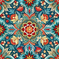 eamless watercolor floral pattern - pink blush flowers elements, green leaves branches 