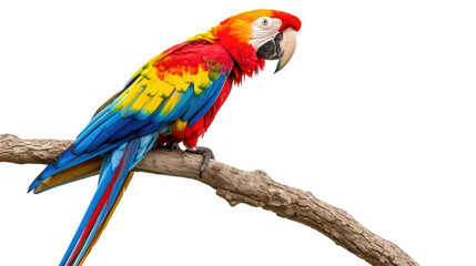 A vibrant parrot with colorful feathers perched on a tree branch