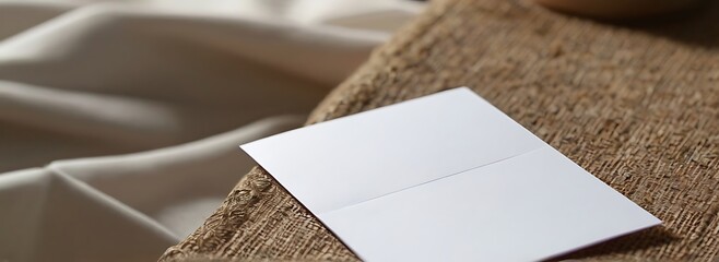 top view image of open notebook with blank pages next to cup of coffee on wooden table.