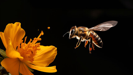 honeybee collecting nectar from a flower