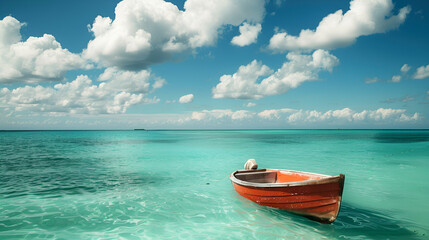 Azure Blue Motor Boat,generative ai