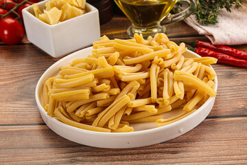 Raw dry Italian pasta - casarecce