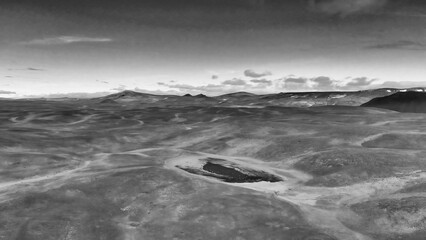 Aerial view of Iceland countryside in Asbyrgi - Utsynisstadur