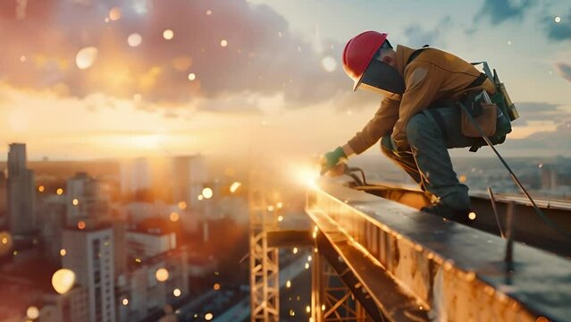 welder at work in the night