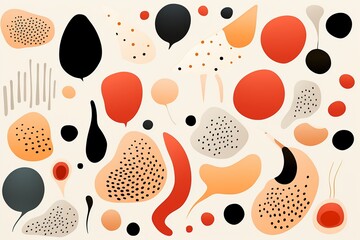 Organic shapes, varied hues, repeating spots, flat design, white canvas ,  pattern vectors and illustration - obrazy, fototapety, plakaty