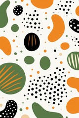Organic dots and swirls, repeating design, flat simplicity, white backdrop ,  pattern vectors and illustration - obrazy, fototapety, plakaty