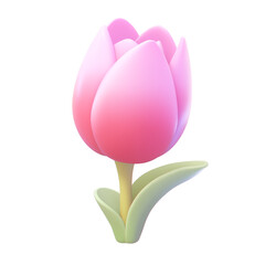 tulip icon, flower icon, 3D icon, cartoon, smooth, shiny, cute, dreamy, spotlight