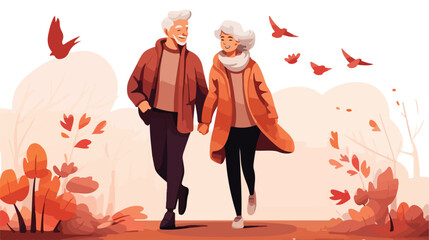 Couple with a big age difference flat vector illust