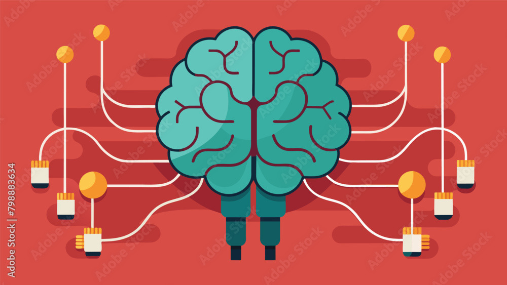 Poster an illustration of a brain with various wires and electrodes attached representing the need for safe