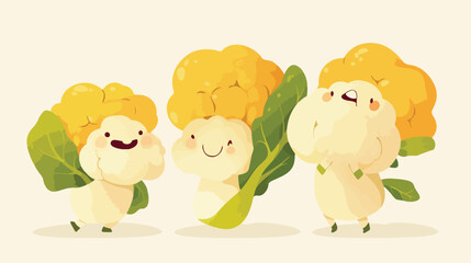 Happy cauliflower character. Cute funny vegetable p