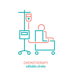 Chemotherapy linear symbol. Treatment method outline icon.