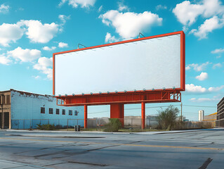 Obraz premium Billboard mockup image, large clean white surface, empty large advertising space, Bigboard