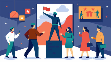 Interactive exhibits that allow visitors to experience the hardships and triumphs of the freedom struggle firsthand.. Vector illustration - obrazy, fototapety, plakaty