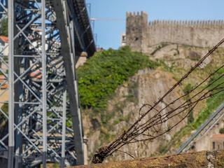 Porto, Portugal an Unusual view of Luis I Bridge over Douro River