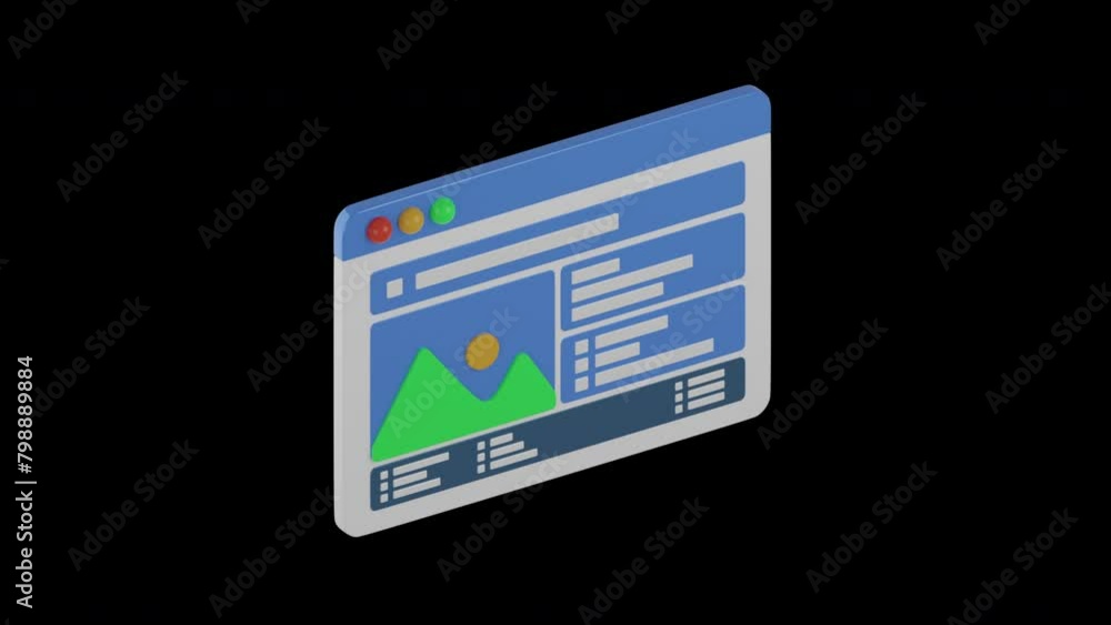 Poster 3d animation of isometric web design revolutionizing digital perspectives | alpha channel