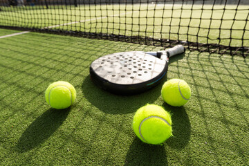 paddle tennis still life racket and ball