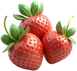 strawberry with leaves, generative ai